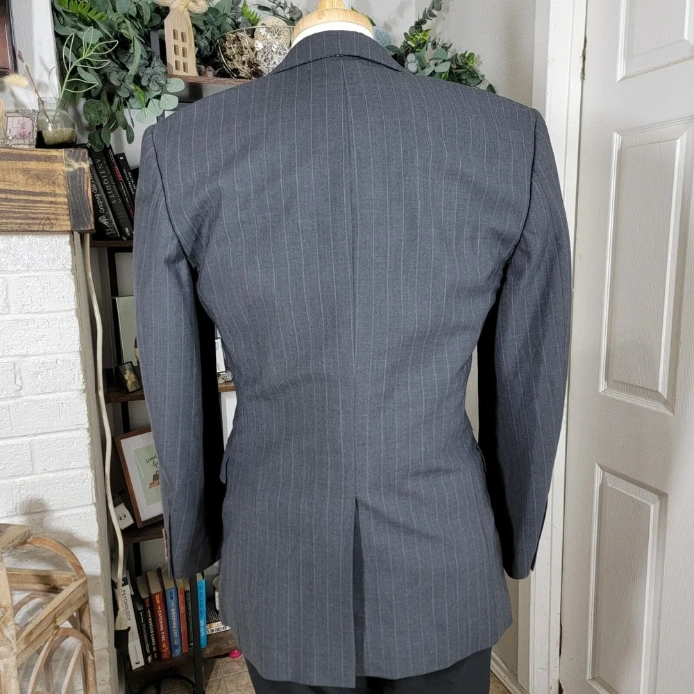 Brooks‎ Brothers 346 Mens Sport Coat Blazer Two Button Gray Striped Stretch 39R